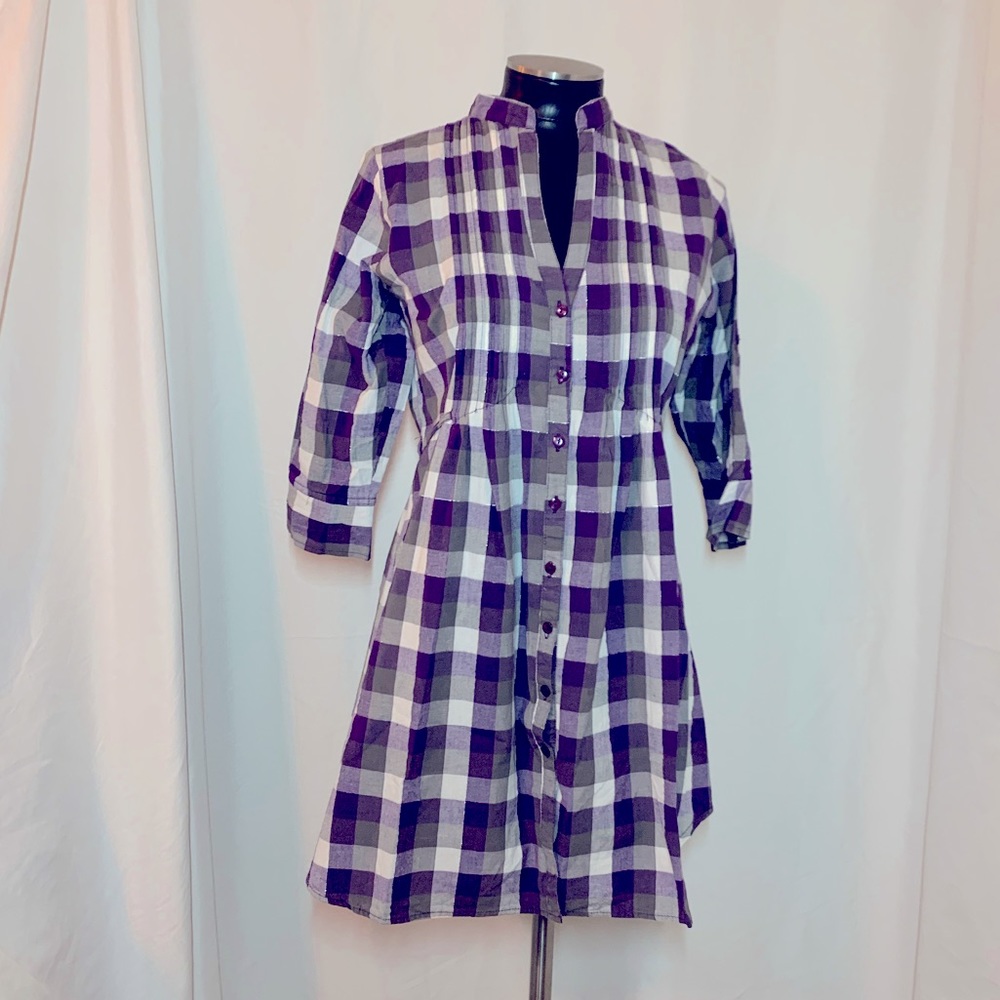 Purple and white blouse